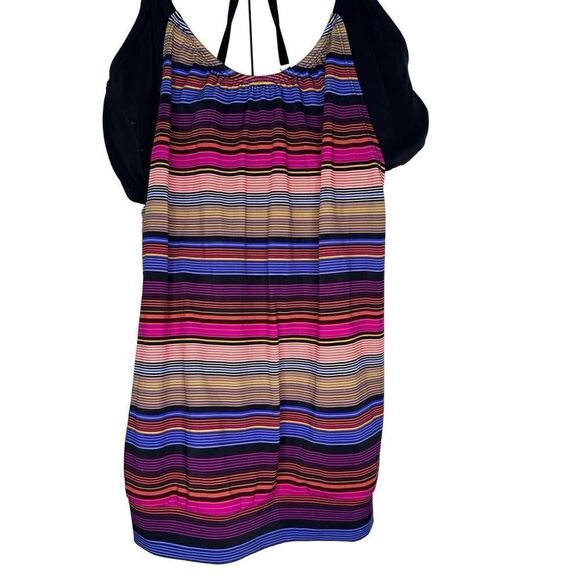ATHLETA Swim Top Capri Striped Blousy Tankini Swimwear Underwire Tank Size 38 D/ - Picture 2 of 5